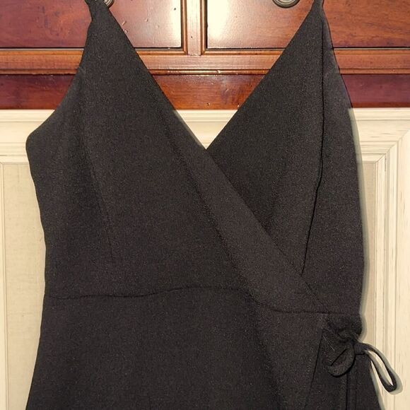 Solemio Black crepe feel romper with wrap front and side tie - M - Picture 2 of 10